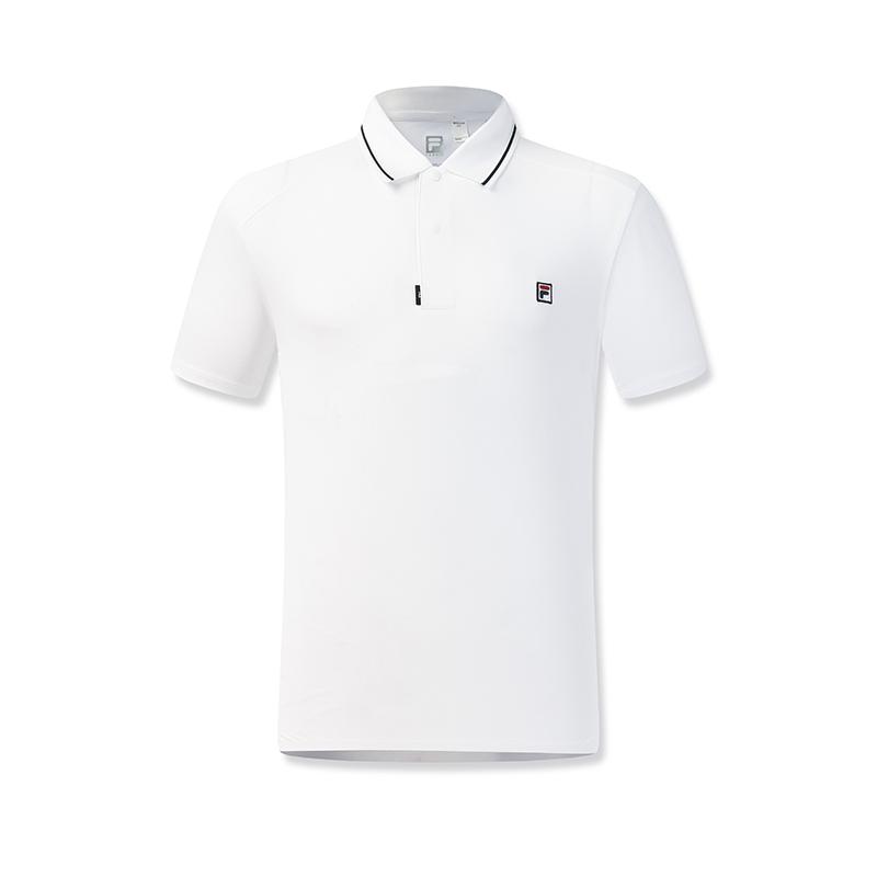Fila Tennis Klassisch Mode Einfach Retro Sport Lässig Vielseitig Bequem Gestricktes Kurzarm-Polohemd Herren Oberteile Jade-Weiß A11M613101FWT