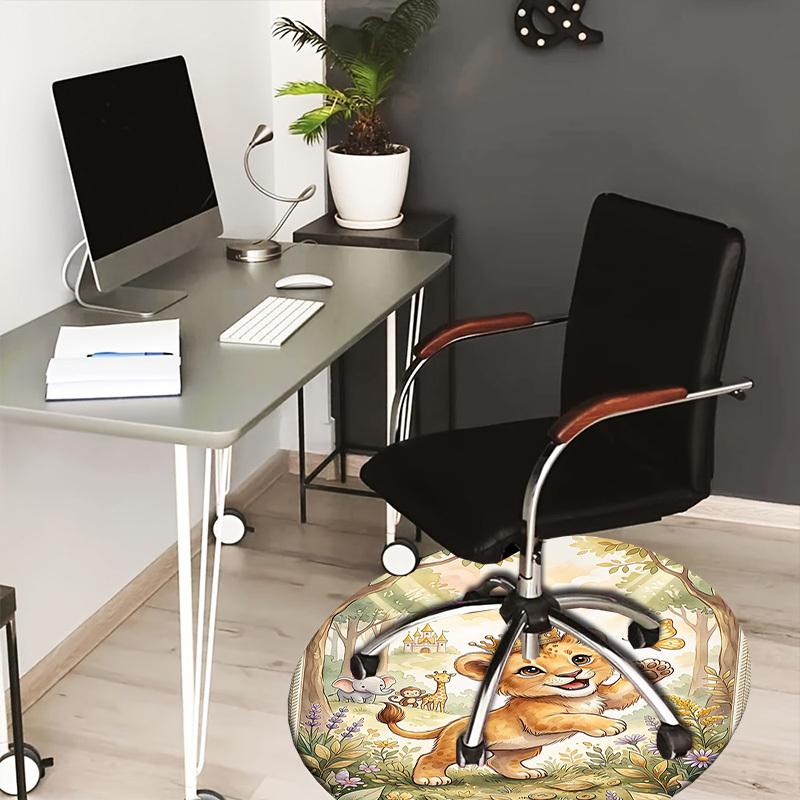 

1PC Lion cub Butterfly Non-Slip Floor Round carpet, Office, family, bedroom, Large Area Rug Indoor Rugs, Durable Polyester-L0402 80cm by 80cm