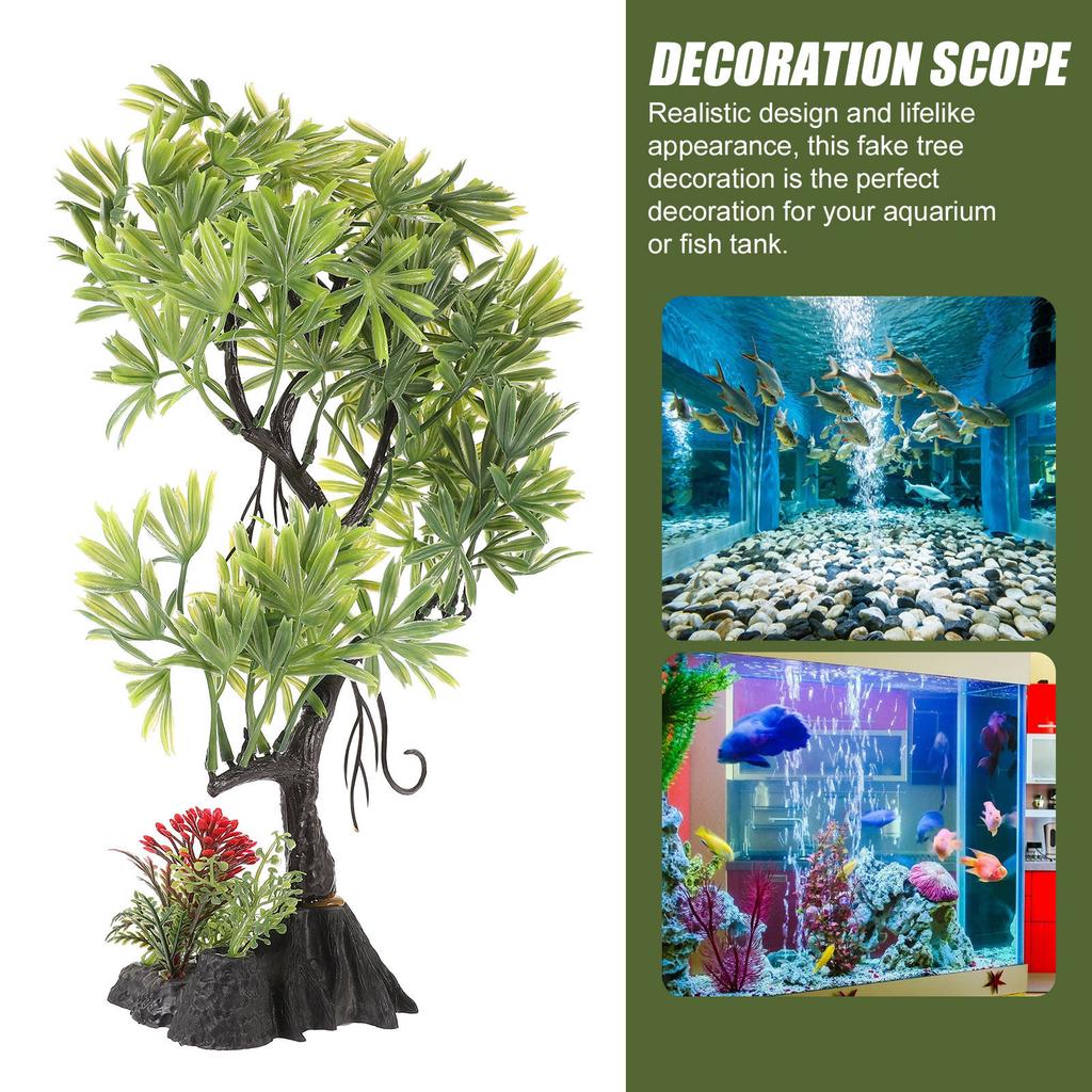 Fish Tank Simulation Tree Aquarium Decoration Realistic Plastic Aquarium Tree Decor Aquatic Landscape Ornament for Home Office