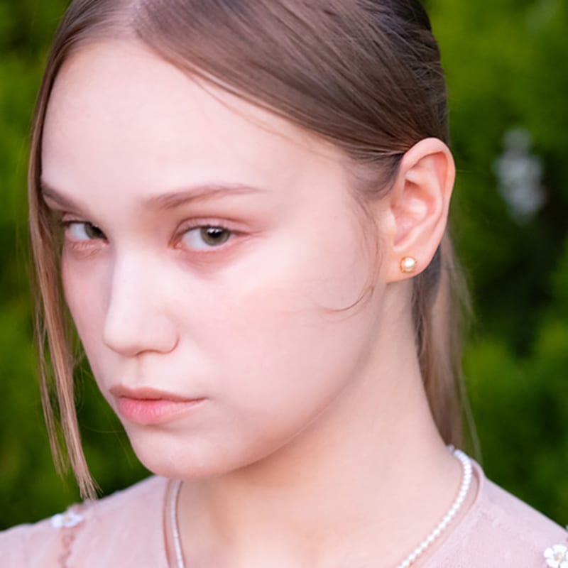 BE/GINS Silver925 BB PEARL LIGHT GOLD EARRINGS