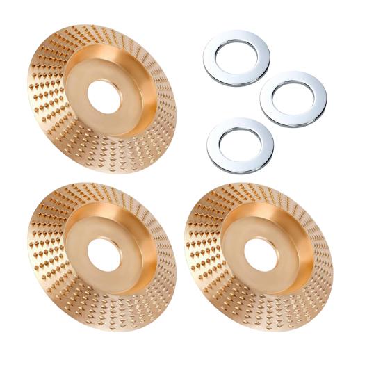 3Pcs Angle Grinder Polishing Pad, Wide Angle Grinder Compatible 4-4.5 Inch with Adapters, Curved Grooved Anti-Clog Teeth for Engraving Polishing