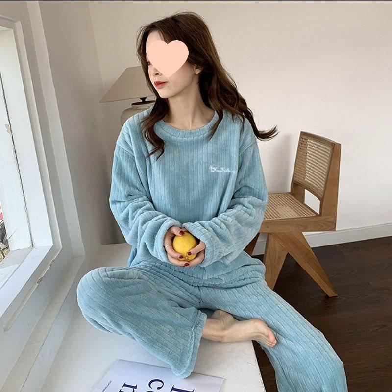 

Women s Fleece-Lined Pajama Set - Warm Coral Fleece Winter 2025 Collection One Size [80-120 Jin]