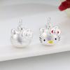 Hello Kitty Pure Silver DIY Bracelet Accessories: Cat Head Cartoon Handmade Braided Rope Beading Charms