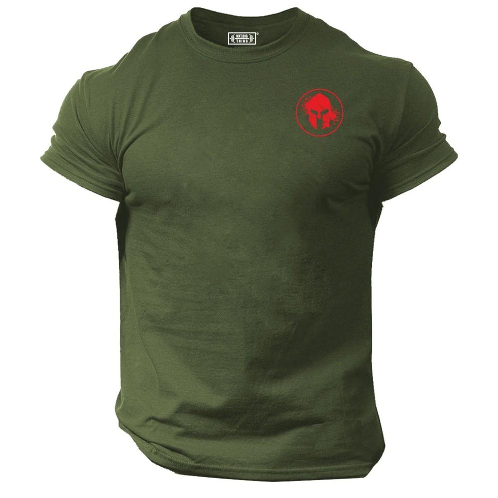 Blood Spartan T Shirt Pocket Gym Clothing Bodybuilding Training Workout Mma Top