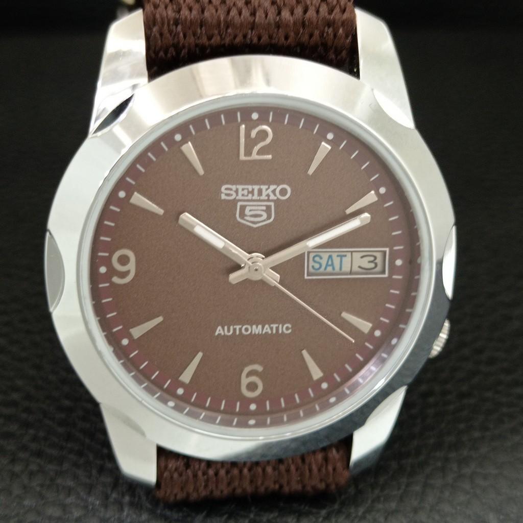 AUTOMATIC VINTAGE REFURBISHED SEIKO 5 JAPAN MENS BROWN DIAL WATCH a445674-1