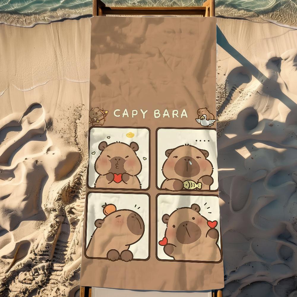 Towel Beach Towel Oversized Art Quick Cartoon Dry Towel Absorbent Soft Swim Capybara Kawaii Cute BeachTowels for Men Women