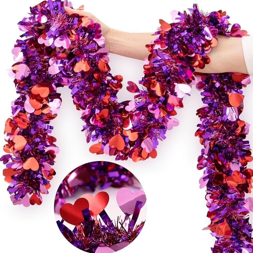 5M Heart Tinsel Garland Love Sequins DIY Valentines Garland Cupid the God of Love Heart Snowflake Hanging Decor