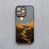 INS Mountain River Landscape Sunset Phone Case For iPhone 11 12 13 14 15 16 Pro Max Plus Mini XR X XS 7 8 Plus  Shockproof Cover