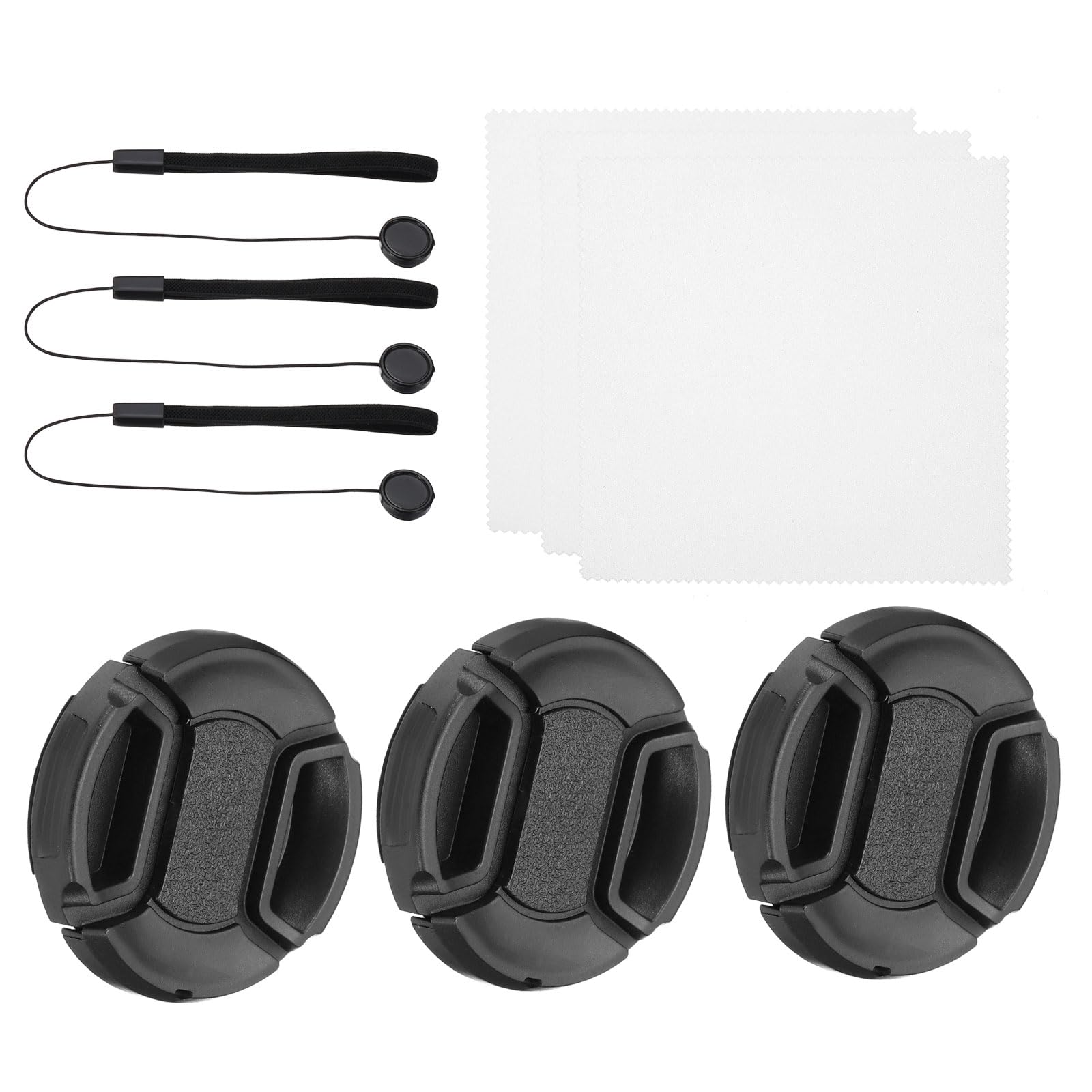 

PATIKIL 39mm Lens Cap Side Pinch Snap Camera Lens Covers for Front Lenses with Cleaning Cloth and Keeper Perfect for 39mm Thread Universal DSLR Black