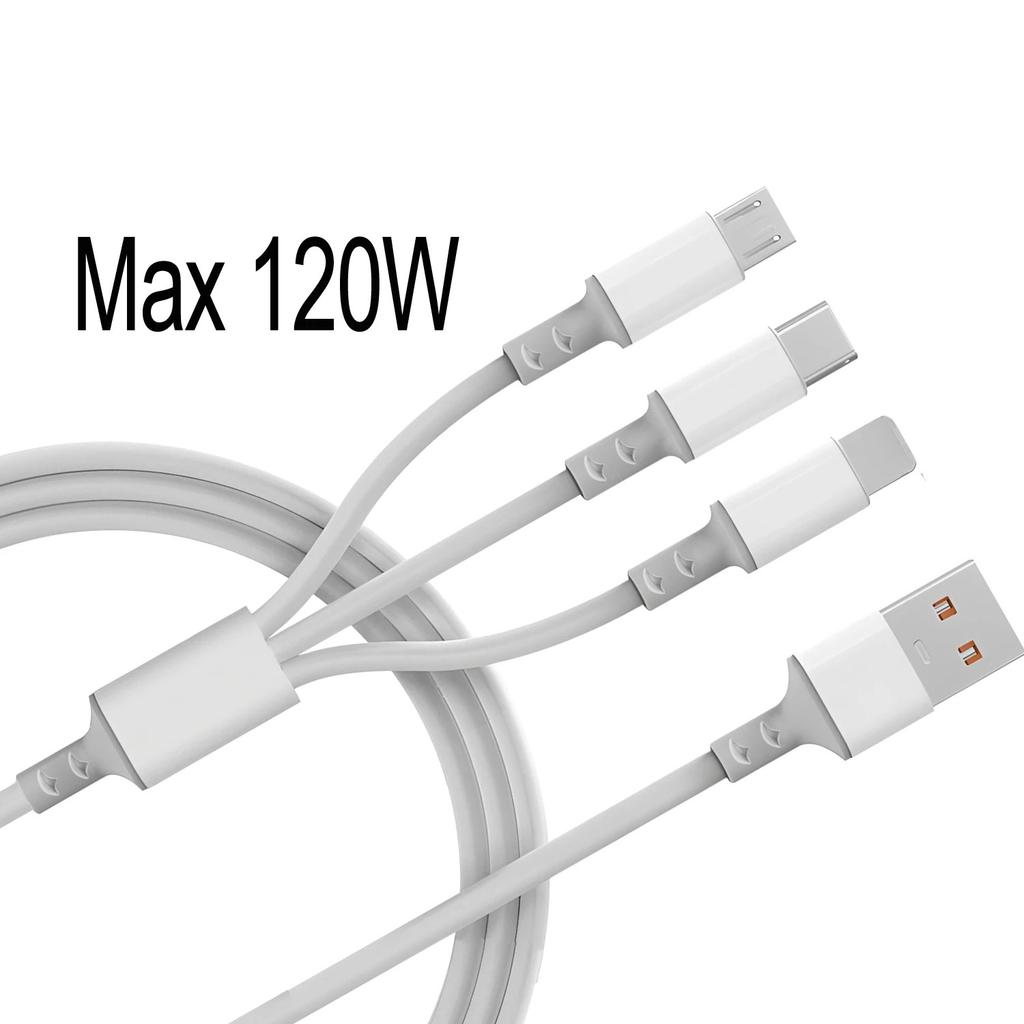 1.2m/3 in 1 USB charging cable USB cable For Iphone 14-8 series Samsung Huawei Xiaomi Multi Port Multiple