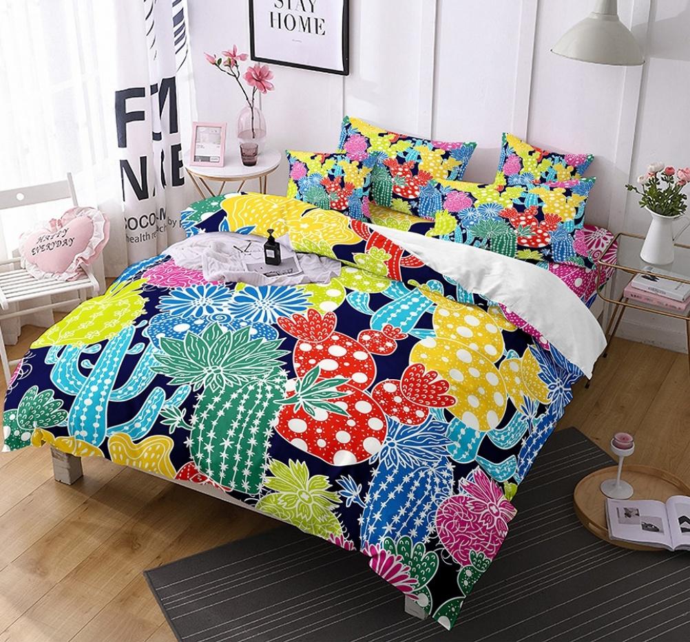 Comforter Cactus Queen King Size Green Plants Boys Girls Teen Bedding Set 3 Piece Set With 2 S Super Soft