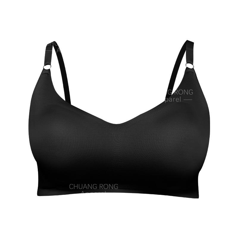 

Large size women s thin fat mm seamless steel ring comfortable and breathable gathering women s bra large chest small bra 3XL чорний