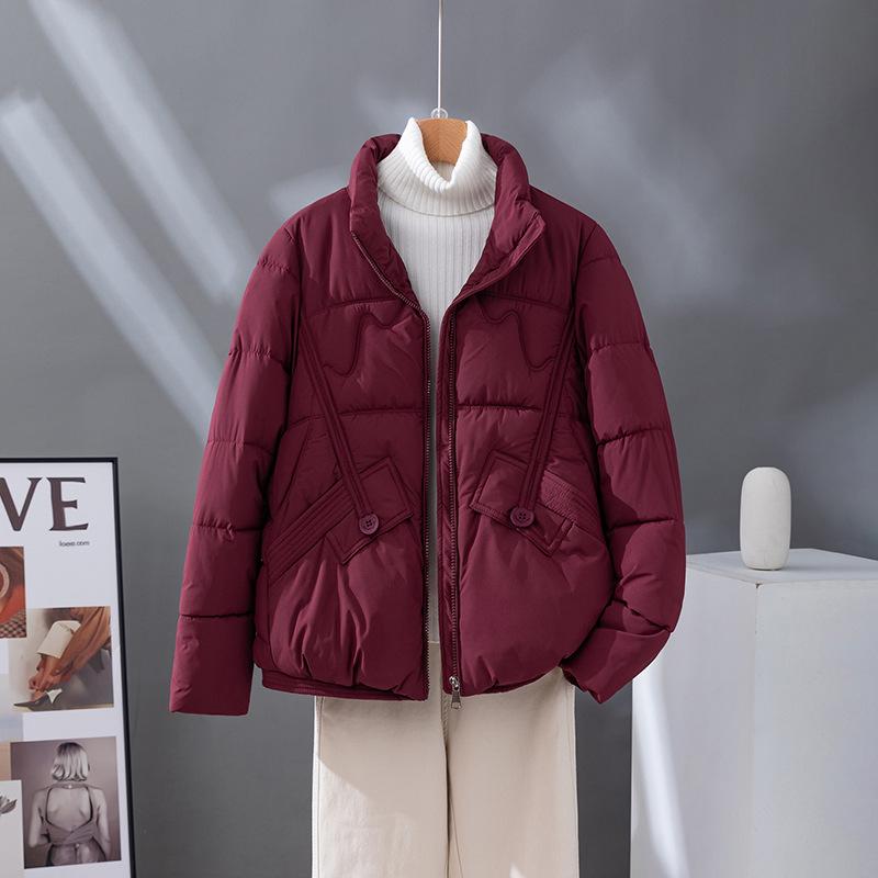 Cross-border autumn and winter new light cotton clothes women's short fashion foreign style loose stand-up collar warm jacket