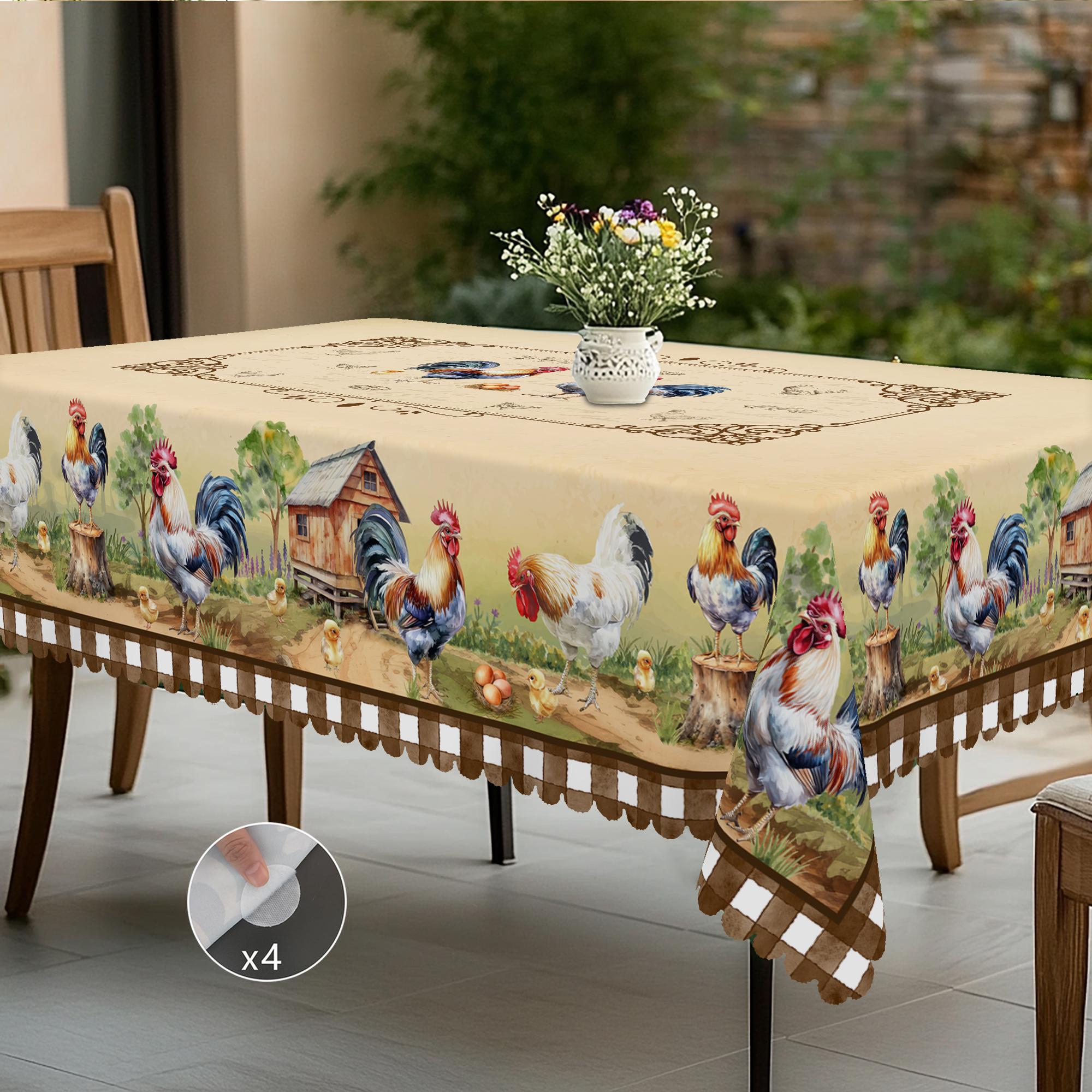 Rustieke Hanen Tafelkleed Landelijke Kippenpatroon Decoratie voor Keuken Eetkamer Buiten Picknick Feest Meerdere Maten Perfect Cadeau 140X180Cm