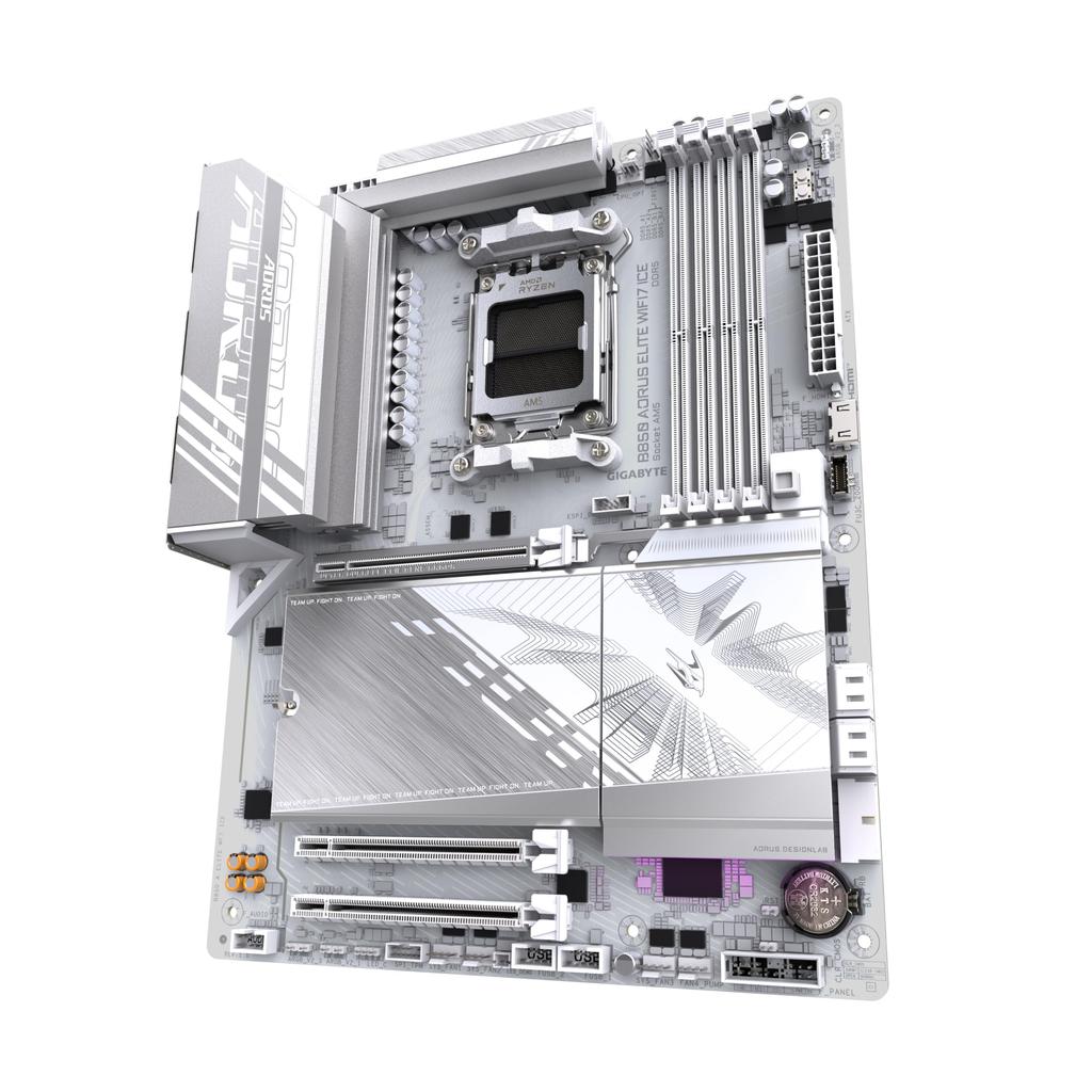 GIGABYTE B850 AORUS Elite WIFI7 Ice Motherboard - AMD Ryzen 9000 Series Processor, 12+2+1 Phase Digital VRM, 8200MHz DDR5 (OC), PCIe 5.0 X 1 + PCIe
