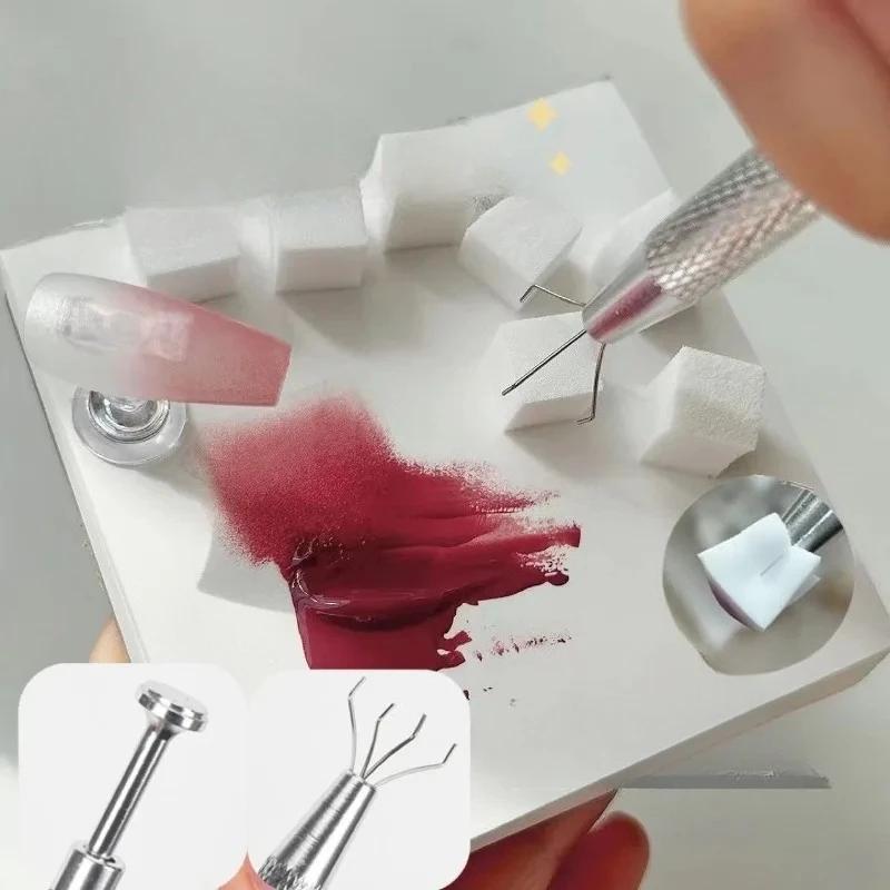 Square 100Pcs Nail Art Sponge Set Gradient Nail Brushes Gel Polish Design Nail Sponge Grab Pen Nail Design Manicure Supplies