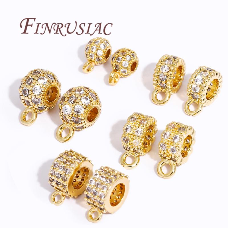 18K Gold Plated Brass with Zircon Pendants Bail With Closed Ring,Bale For Pendant Accessories For Jewelry,DIY Bracelets Findings