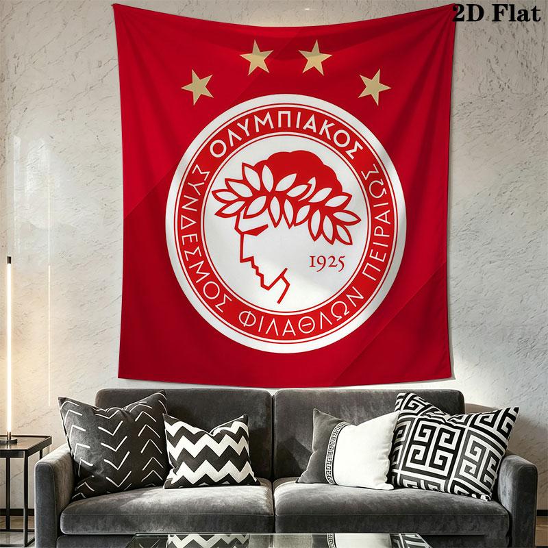 Olympiacos F.C Wall Hanging Printed Fabric Blanket Decorative Tapestries for Bedroom Living Room Home Decor
