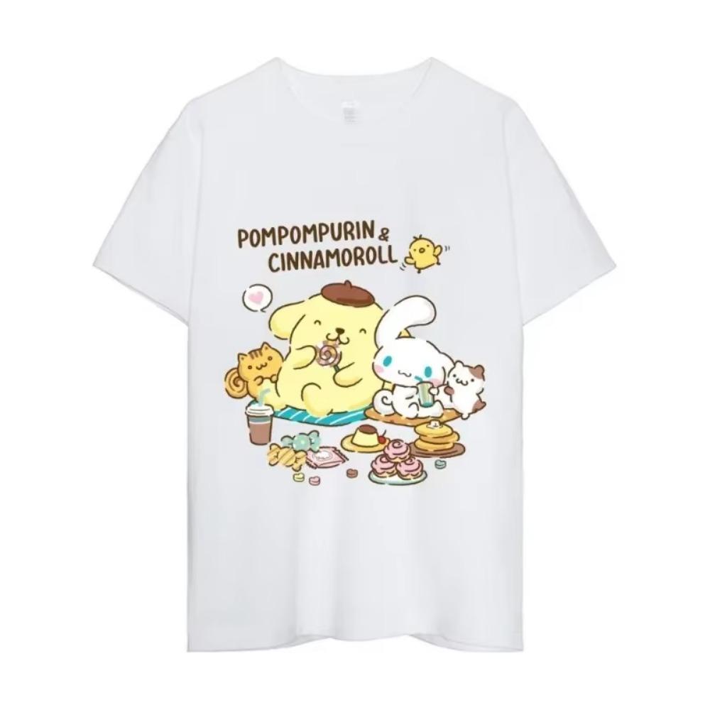 MINISO Pompompurin T Shirt Men Couple Combination Clothes Short Sleeve Collar Fashion Woman Cotton