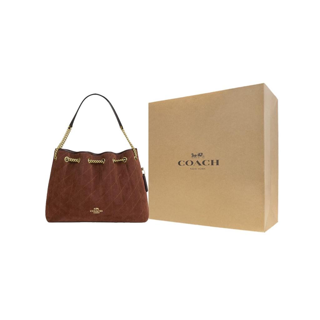 Coach Evelyn 34 Quilted Detail Leather Shoulder Bag Women shoulder bag Brown CCZ80-IMYEF