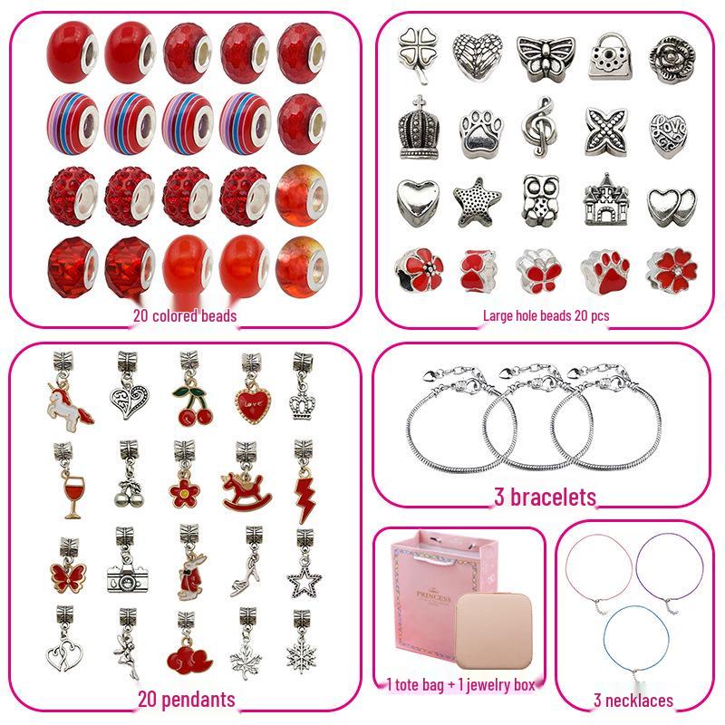 66-Piece Children's DIY Crystal Bracelet Kit – Educational Beaded Jewelry Set for Creative Holiday Gifts