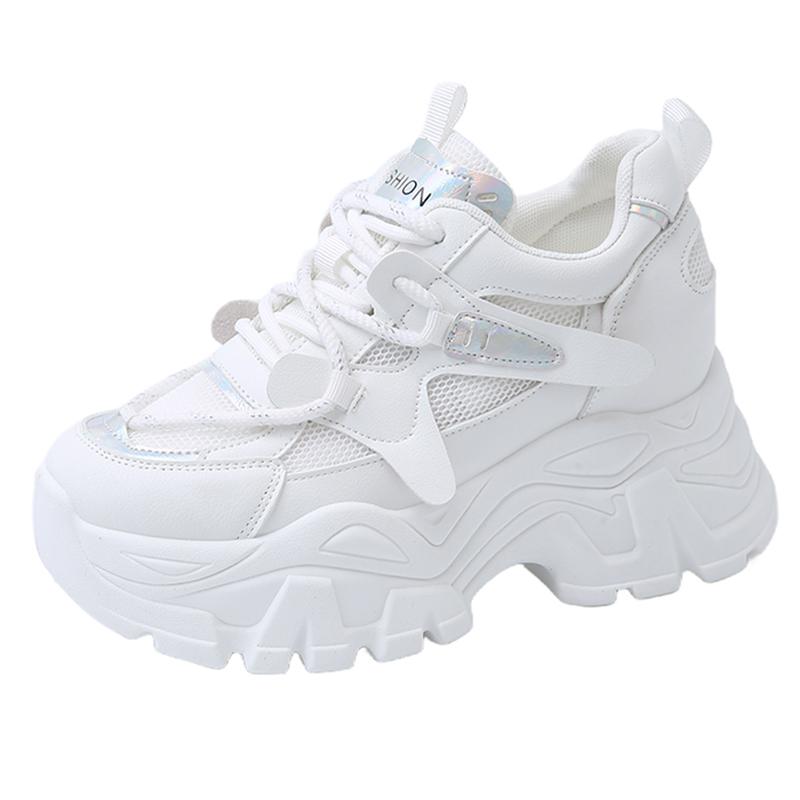 Fashion Breathable Mesh Platform Sneakers Women Spring Thick Bottom Non-Slip Casual Shoes Woman Lace-Up Chunky Sole Sports Shoes Ladies