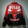Vintage Red Bull PU Kožená Bunda Unisex Streetwear Oversized Biker Styl S Výšivkou Kontrastní Prošívání