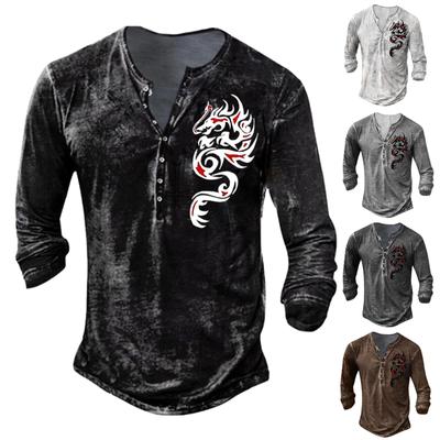 Långärmad grafisk och broderad modet-shirt för män och långärmad långärmad tröja med tryck för vår och höst