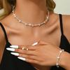 Bridal Fashion Simple Rhinestone String Necklace Earrings Bracelet Three-Piece Jewelry Light Luxury Suit Women