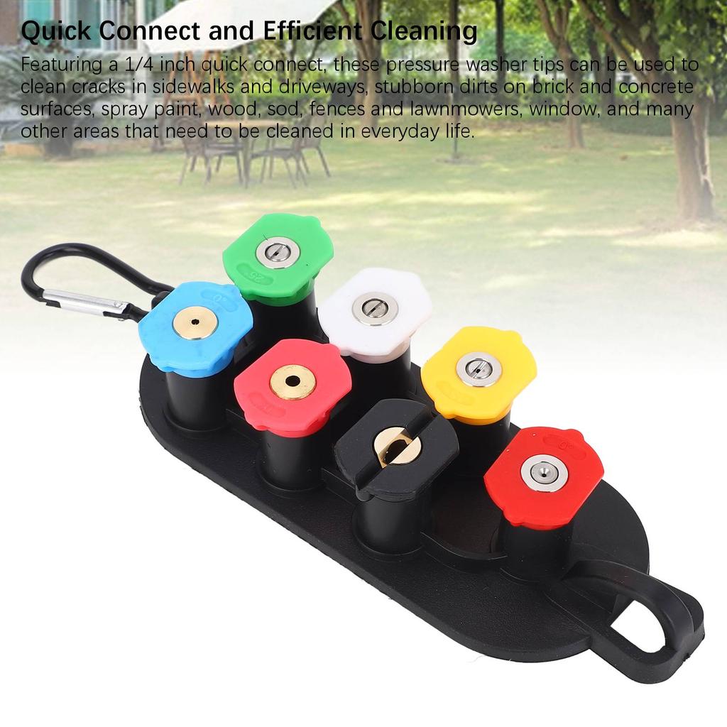 7PCS Pressure Washer Nozzle Tip Set 4000PSI 1/4 Inch Quick Connector Pressure Washing Tips with