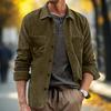 Spring Fall Daily Leisure Mens Shirts Corduroy Solid Color Pockets Button-Up Shirt Jacket Men Streetwear Long Sleeve Shirt