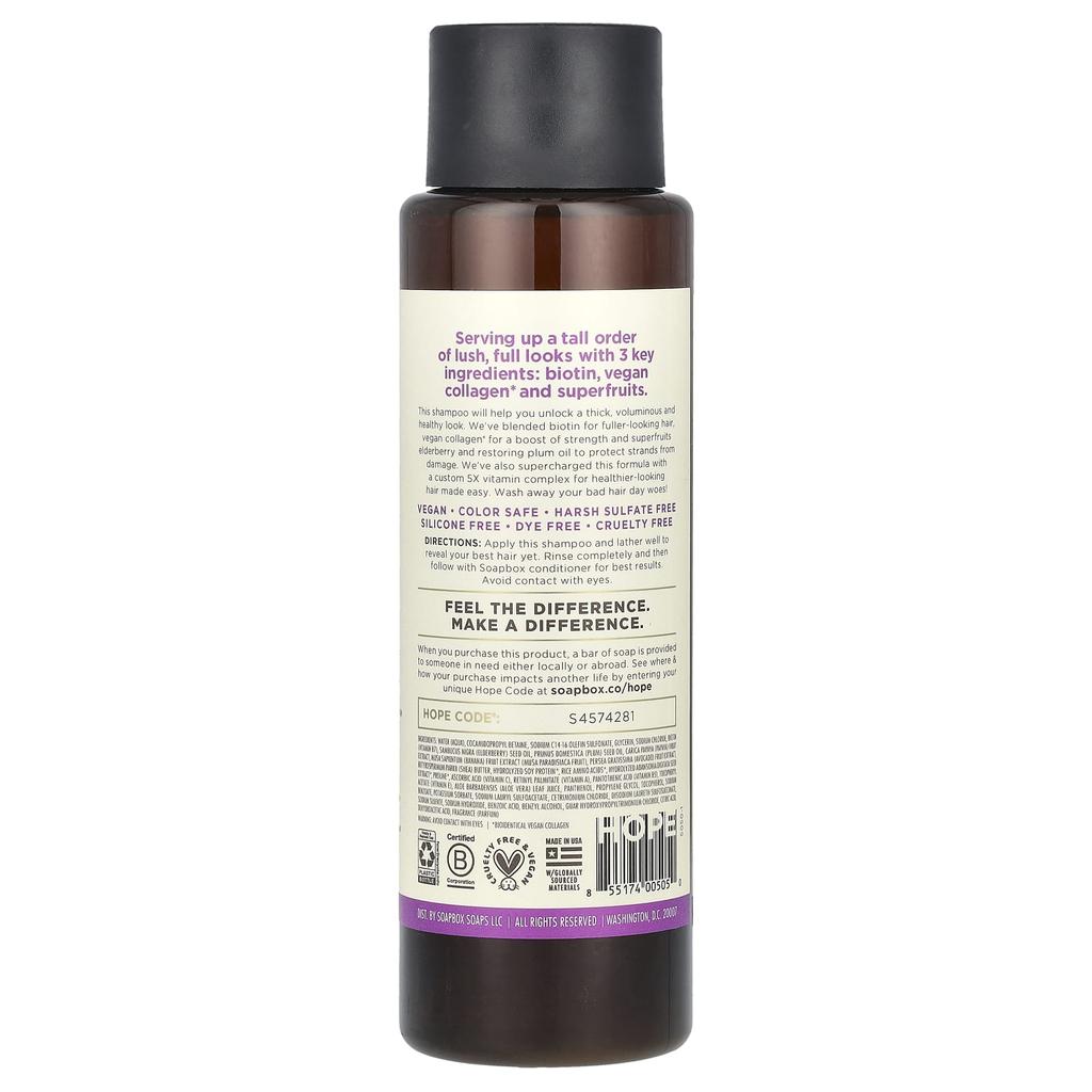 Soapbox Strengthening Shampoo, Biotin & Superfruit Blend , 16 Fl Oz (473 Ml)