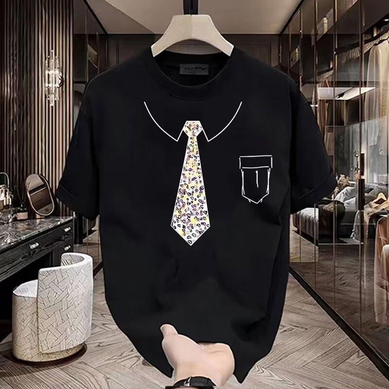 American Trendy Brand High-End Pure Cotton Men'S Printed Short-Sleeved T-Shirt Trendy Casual Round Neck T-Shirt Men'S