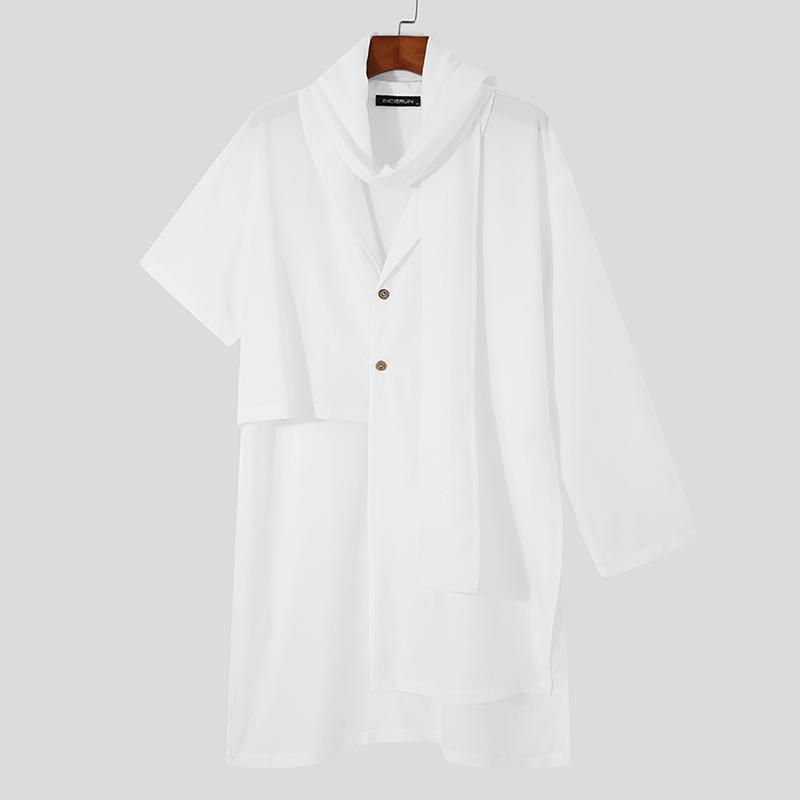 

INCERUN весенний комплект мужской одежды нестандартного стиля, шарф, модные рубашки, длинные брюки, Абая, мусульманский Дубай, одежда, костюм, повседневный свободный размер, плюс размер 2XL белый