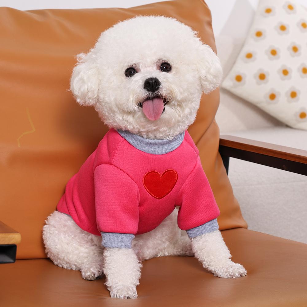 Thickened Winter Warm Small Dog Hoodie Love Medium Cat Sweater for Taddy Yorkshire Cute Puppy Bipedal Clothes Accessories