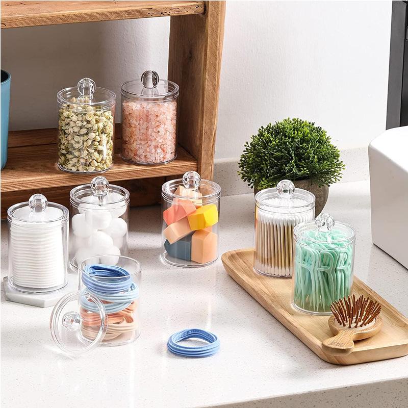 Transparent Cotton Swab Storage Box Acrylic Storage Box Makeup Organizer Cotton Swab Cosmetic Box Bathroom Bedroom Storage