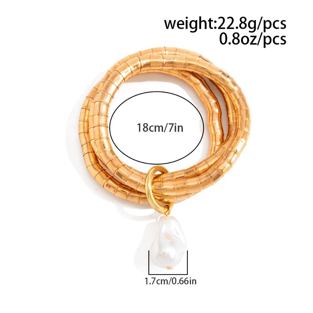 Personalized bamboo knot high-end feeling, multiple layered wearing bracelet, versatile, niche Baroque pearl bracelet