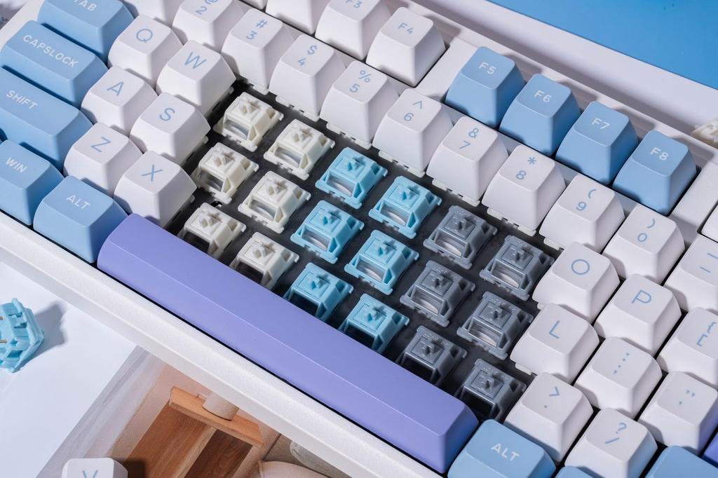 GATERON Smoothie Keyboard Switches, Linear RGB LED 5-Pin White 22mm Dual-Stage Spring Factory Pre-Lubricated 40gf Full POM Key Switches for MX