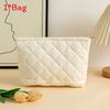 Cosy Corduroy Checkered Cosmetic Bag With Breathable Design For Daily Use Women And Men