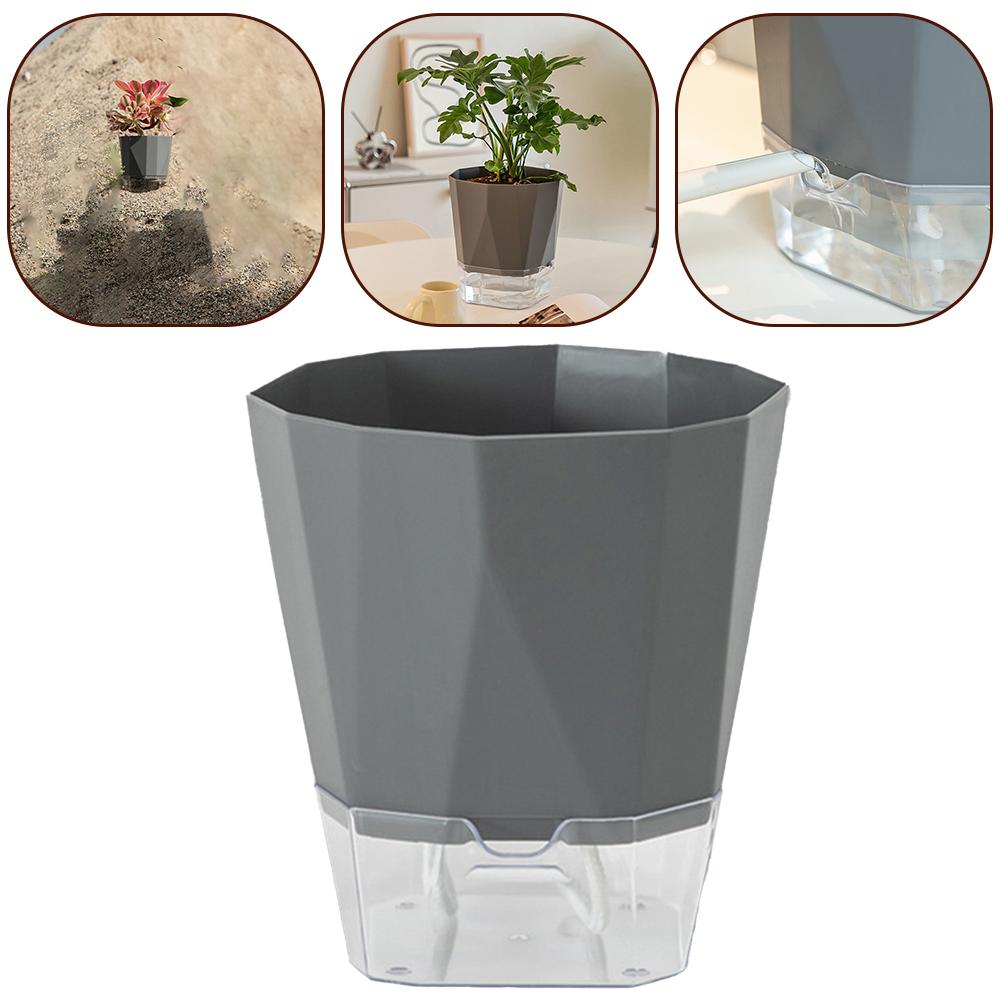 Transparent Double Layer Plastic Flower Pot Self Watering Flowerpot Cotton Rope Watering Plant Pot For Balcony Tabletop