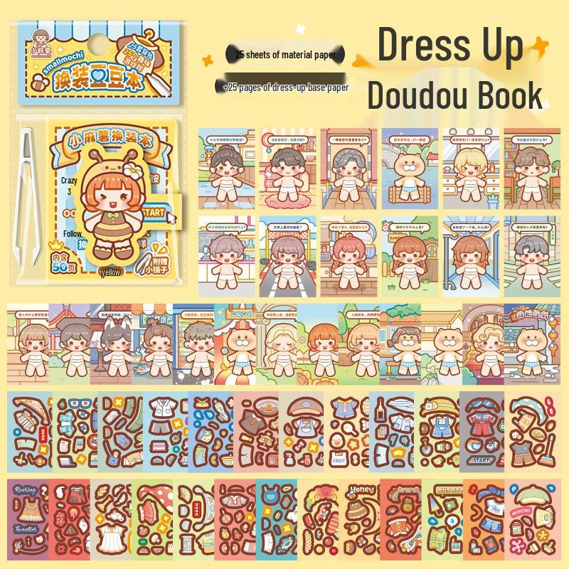 Little Mochi Dress-Up Sticker Book: Girl's Toy, Quiet Book, Birthday Gift Set with Scenery Stickers