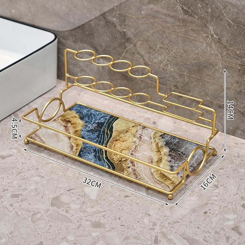 

Металлическая зубная щетка, чашка для полоскания рта, полка для хранения, туалет, ванная комната, бесплатная перфорированная полка, настольный лоток для хранения, аксессуары для ванной комнаты D