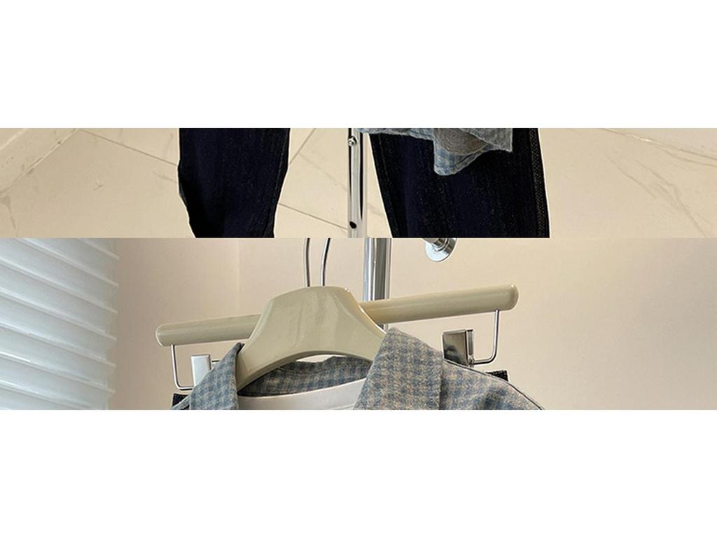 Women's Retro Brushed Blue Plaid Shirt Jacket – Thick, Loose Casual Outerwear for Autumn/Spring