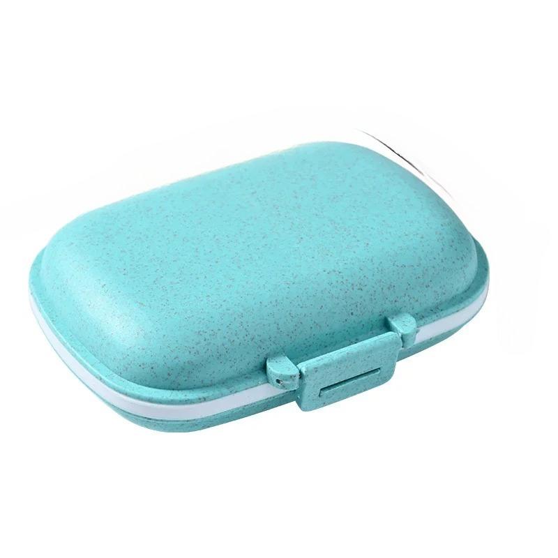 Tablets Wheat Organizer 8 Grids Pill Box Straw Container For MedicinesTravel With Seal Ring Small Box For Container For Tablets