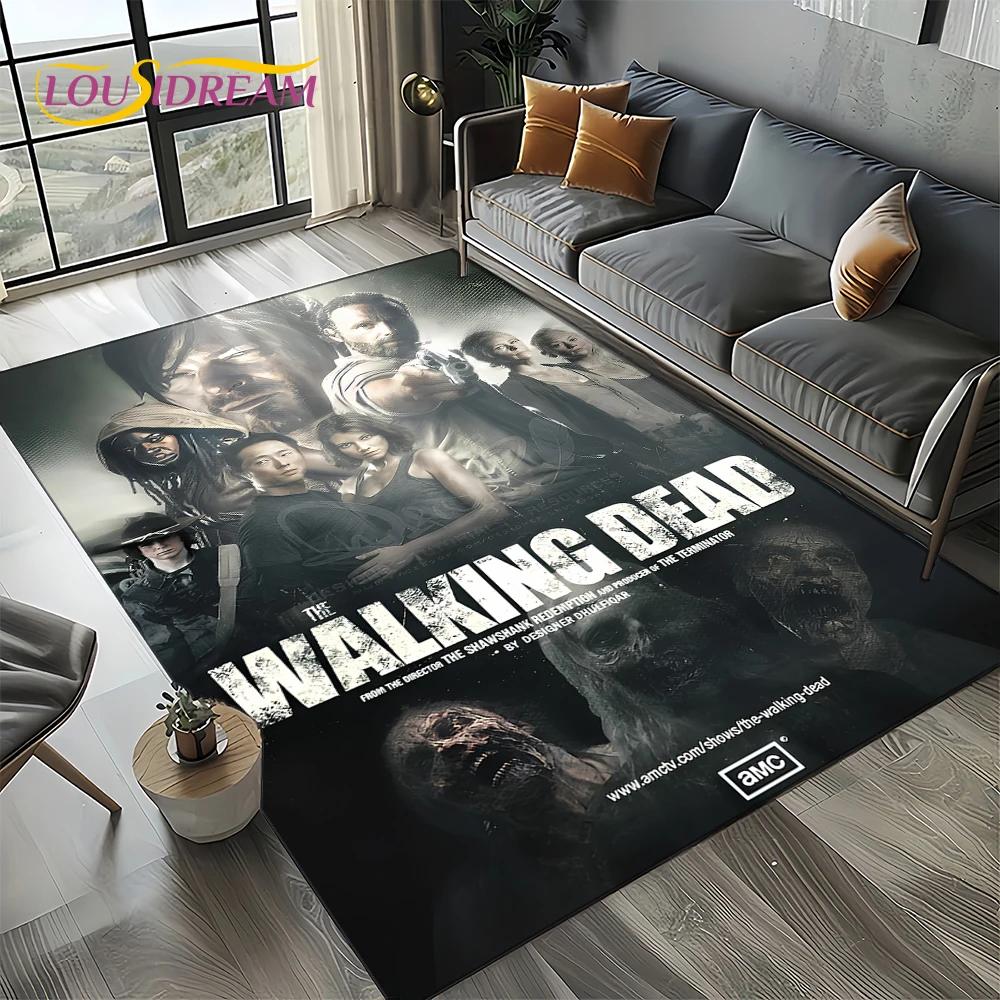 TWD Walking Dead Rick Daryl Horror TV Teppich für Wohnzimmer Schlafzimmer Haus Sofa Dekoration, Kinderteppich rutschfeste Bodenmatte