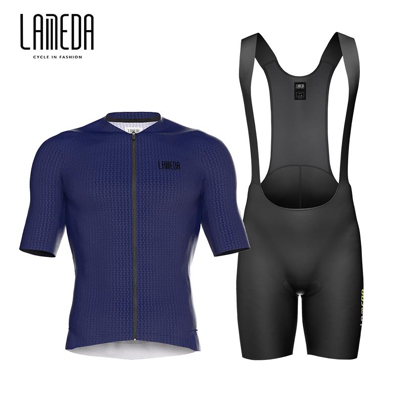 2026 Lameda Cycling Clothes Summer Men's Short Sleeved Fast Drying Breathable Cycling Jersey Cycling Shorts Strap Set for Men