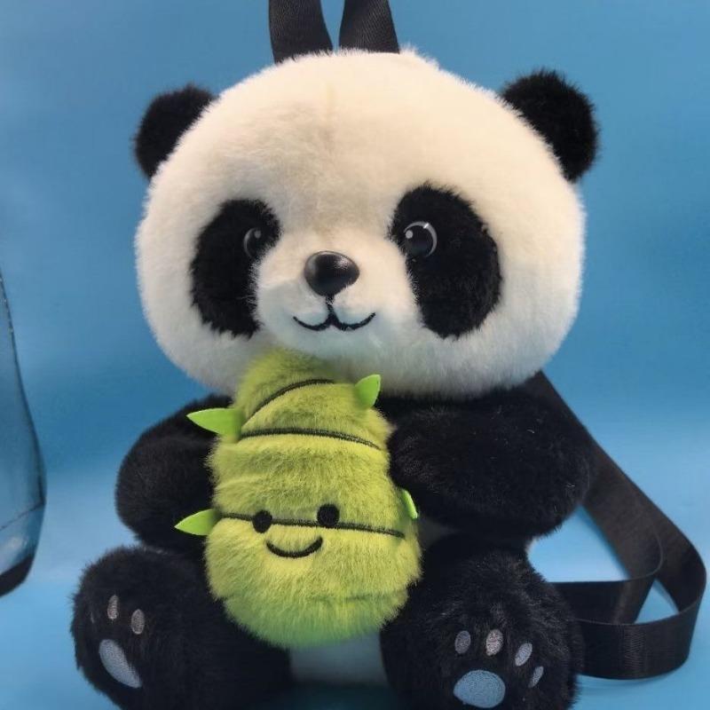Panda plush backpack, bamboo shoot doll backpack, children's backpack