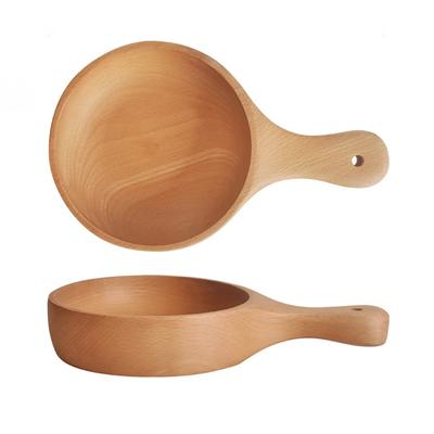 Holzschüssel Küche Salat Obstschüsseln Groß Reissuppenschüssel Langer Griff Niedlich Holz Servierschüsseln für Lebensmittel Japanische Gerichte Geschirr
