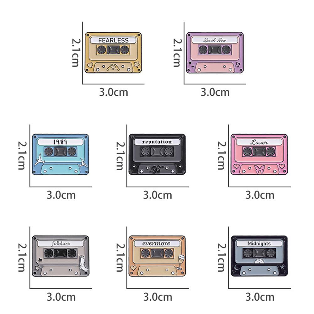 Men Women Cartoon Magnetic Tape Brooch Cute Music Tape Pin Lapel Pin For Jacket Shirt Hat Vintage Pin Accessories