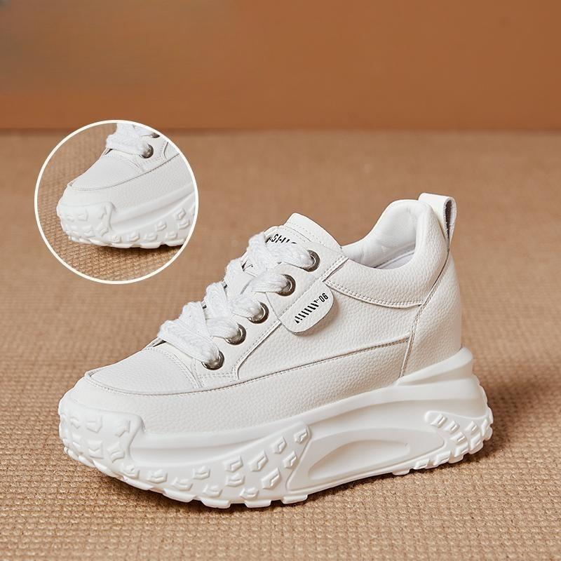 Spring and Autumn Korean Style Thick Soled Sports Shoes for Women, Classic Retro Shoes with Built-in Heels for Enhanced Comfort and Breathability